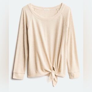 Tied Front Brushed Knit Top